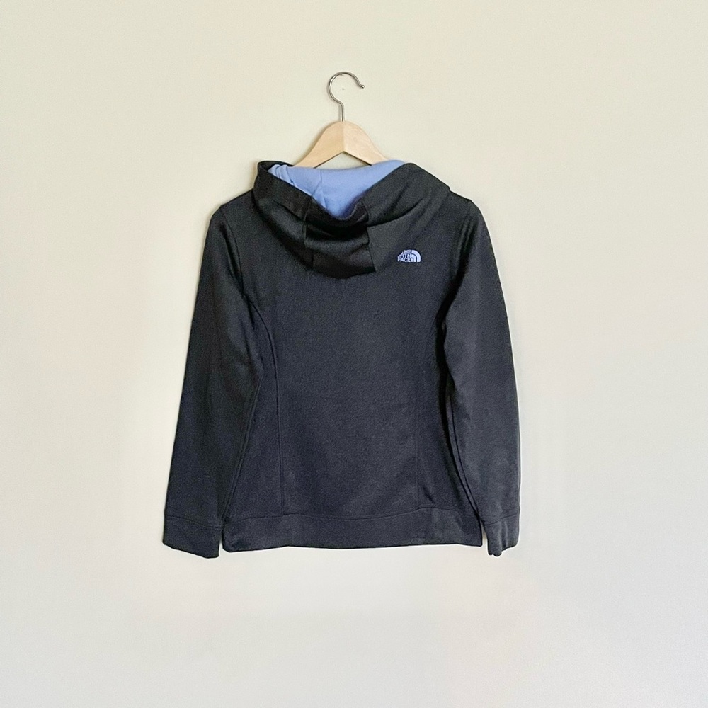 The North Face Charcoal Light Blue Logo Hoodie Women’s size Small - Picture 3 of 6